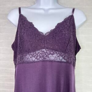 Tahari Purple Babydoll Slip Dress Lace Bust Size Large Y2K Fairy Grunge Romantic